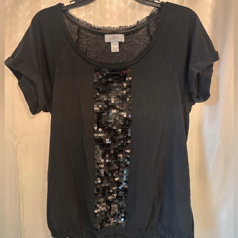 LOFT Black Sequin Women's Top Medium